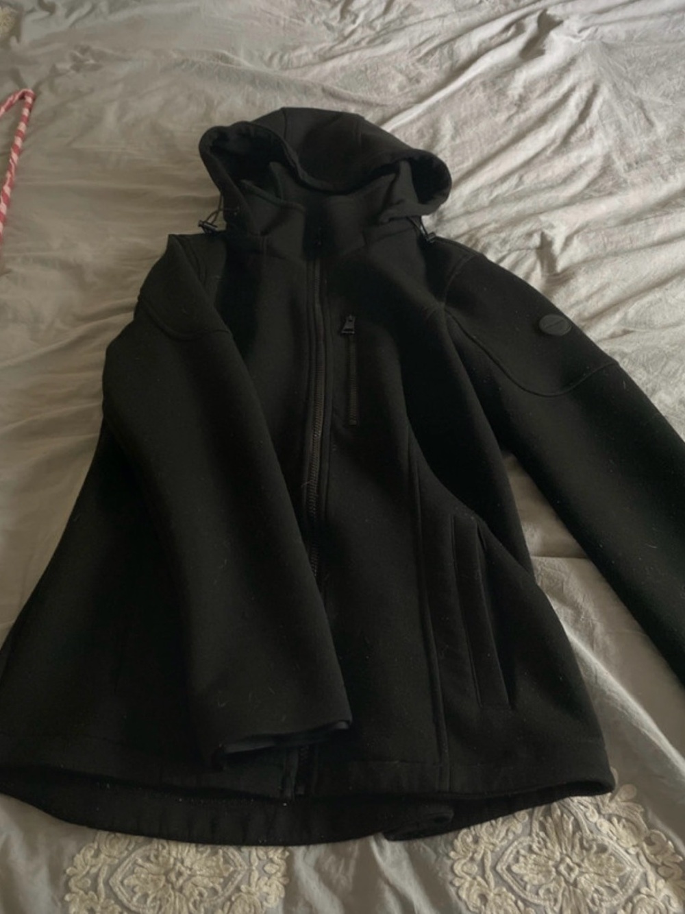 Women's Black Hooded Zip Jacket